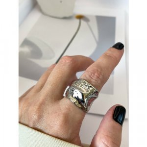 Кольцо широкое женское, серебряный Россия. Цвет: серебристый/серебро