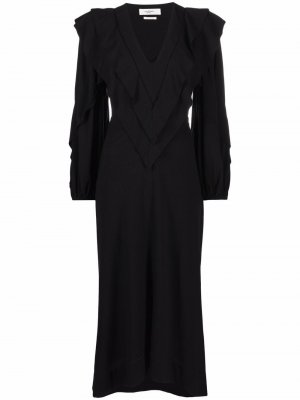 Платье с длинными рукавами и оборками Isabel Marant Étoile. Цвет: черный