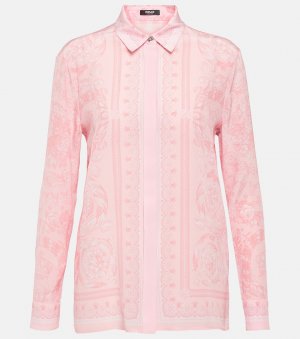 Шелковая рубашка в стиле барокко, розовый Versace