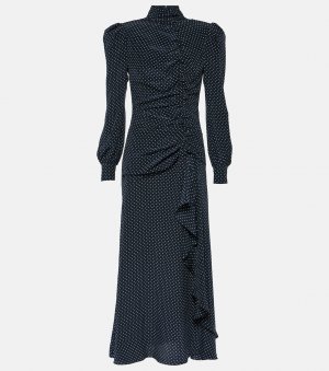 Шелковое платье миди со сборками , мультиколор Alessandra Rich