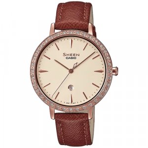 Наручные часы Sheen SHE-4535YGL-9A, коричневый, бежевый CASIO. Цвет: коричневый/бежевый/золотистый