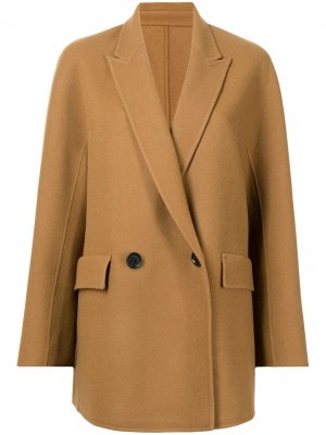 Двубортное пальто строгого кроя Juun.J. Цвет: коричневый