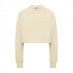 Хлопковый пуловер MSGM. Цвет: белый