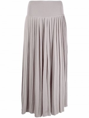 Плиссированная юбка с завышенной талией Sminfinity. Цвет: серый