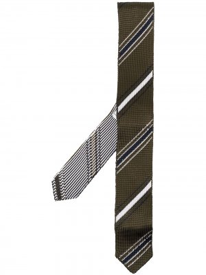 Трикотажный галстук в диагональную полоску Thom Browne. Цвет: зеленый