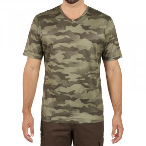 Мужская футболка с короткими рукавами для охоты Solgonac Военный камуфляж Дышащий Зеленый SOLOGNAC, цвет verde Solognac