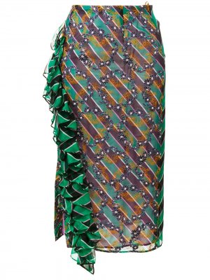 Полосатая юбка с гофрированной панелью Marco De Vincenzo. Цвет: разноцветный