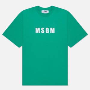 Мужская футболка Macrologo Print MSGM. Цвет: зелёный