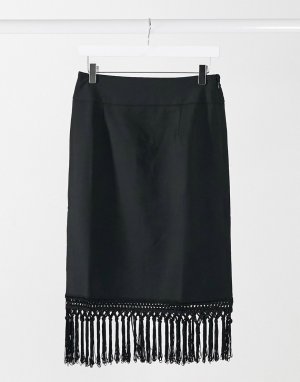 Черная мини-юбка от комплекта с кисточками -Черный цвет 4th & Reckless