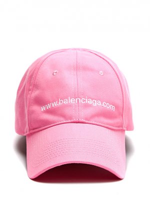Розовая женская шляпа с вышитым логотипом Balenciaga