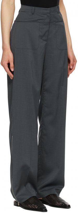 Grey Zippered Vent Trousers Kim Matin. Цвет: charcoal