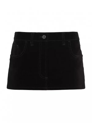 Бархатная джинсовая мини-юбка, черный Prada