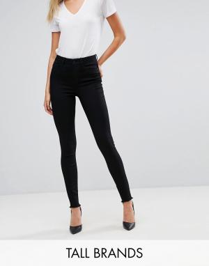 Зауженные джинсы с необработанным краем Vero Moda Tall. Цвет: черный