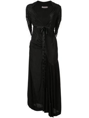 Длинное платье с бахромой Preen Line. Цвет: чёрный