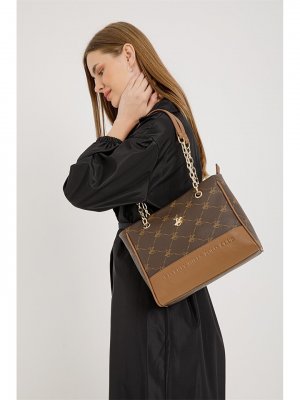 Женская сумка через плечо с кожаным принтом , кофе Beverly Hills Polo Club