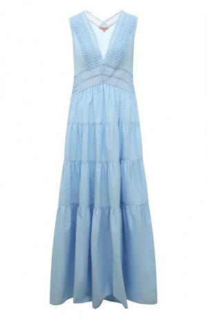 Хлопковое платье Ermanno Scervino. Цвет: голубой