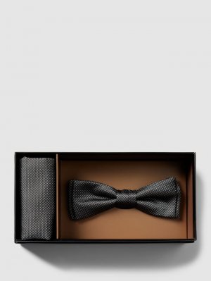 Комплект из шелкового галстука-бабочки и нагрудного платка , серебро BOSS
