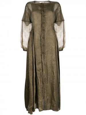 Длинное платье с прозрачными вставками PHAEDO STUDIOS. Цвет: зеленый