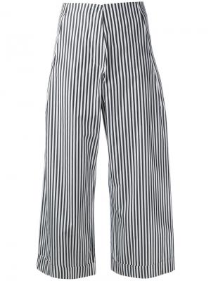 Укороченные полосатые поплиновые брюки Federica Tosi. Цвет: чёрный