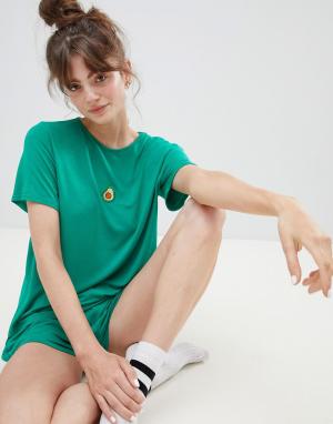 Пижамный комплект с футболкой и шортами Avocado Adolescent Clothing. Цвет: зеленый