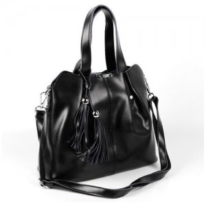 Женская сумка из натуральной кожи черная Lantana. Цвет: черный