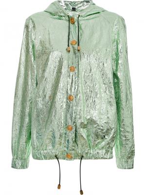 Куртка с капюшоном эффектом металлик Fausto Puglisi. Цвет: зелёный