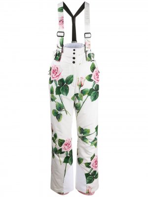 Лыжные брюки с принтом Tropical Rose Dolce & Gabbana. Цвет: белый
