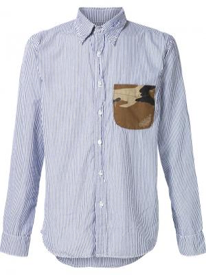 Полосатая рубашка с нагрудным карманом NSF. Цвет: синий