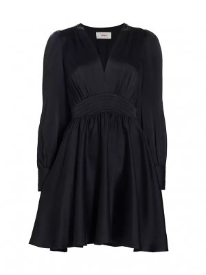 Шелковое мини-платье Cosima с длинными рукавами , черный Xirena