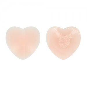 Наклейки на грудь силиконовые (бежевые в форме сердца) 2 шт 6,5 см DECO.. Цвет: бежевый