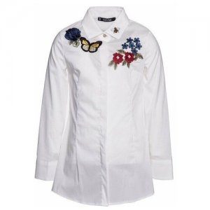 Блуза 410302 (Белый, Девочка, 10 лет) MONNALISA. Цвет: белый