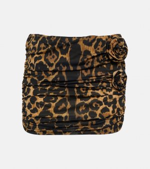 Мини-юбка с леопардовым принтом и цветочной аппликацией , мультиколор Blumarine