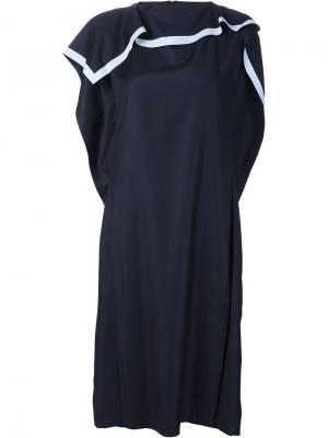 Платье с воротником-шарфом Xiao Li. Цвет: синий