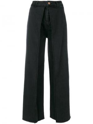 Укороченные брюки клеш Aalto. Цвет: чёрный