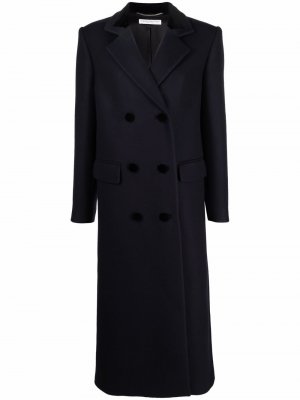 Двубортное шерстяное пальто Alessandra Rich. Цвет: синий