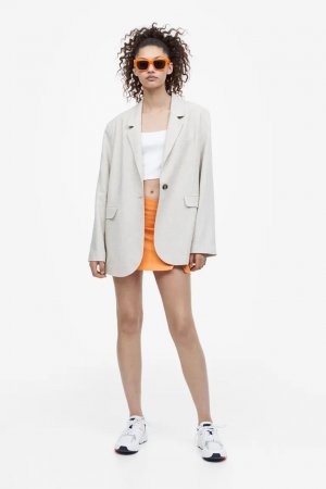 Мини-юбка из смесового льна , оранжевый H&M