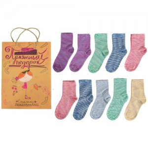 Набор для девочек из 10 пар носков LORENZline микс, размер 10-12. Цвет: мультиколор