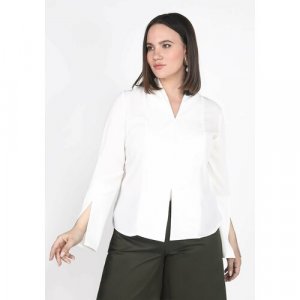 Блуза , прилегающий силуэт, однотонная, размер 48, белый EL. Цвет: белый