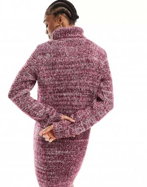 Пурпурное вязаное мини-платье-джемпер с высоким воротником Pieces Tall