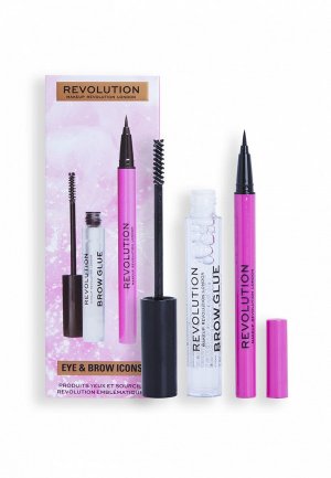 Набор косметики Revolution Eye & Brow Icons Gift Set. Цвет: розовый