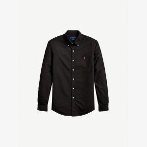 Рубашка узкого кроя из хлопка Оксфорд с длинными рукавами, окрашенная в готовом виде , черный Polo Ralph Lauren