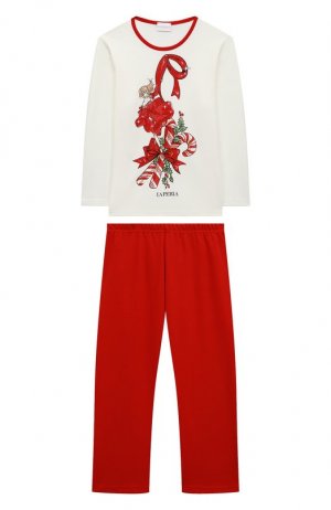 Хлопковая пижама La Perla. Цвет: красный