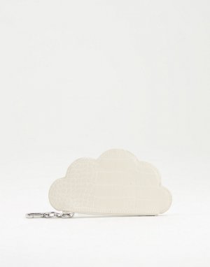 Светлый чехол для пластиковых карт в форме облака из искусственной кожи под крокодила -Белый Monki