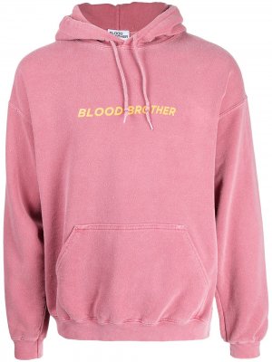 Logo-print faded cotton hoodie Blood Brother. Цвет: розовый