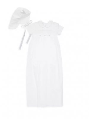 Трансформируемое крестильное платье для девочки, состоящее из трех частей: комбинезон и чепчик, белый Kissy