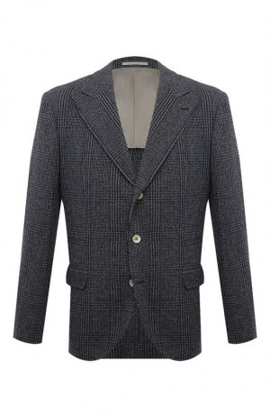 Пиджак из шерсти и шелка Brunello Cucinelli. Цвет: синий