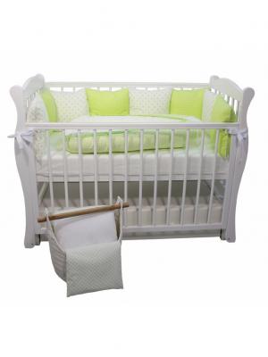 Комплект постельного белья в детскую кроватку Зеленая лужайка, 17 предметов MARELE. Цвет: салатовый, белый