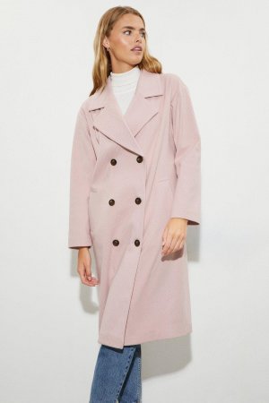 Длинное пальто с узором «в елочку» , розовый Dorothy Perkins