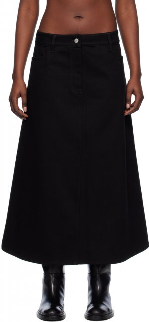 Черная джинсовая длинная юбка-трапеция Studio Nicholson