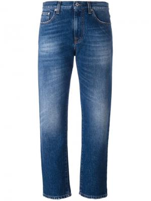 Укороченные джинсы с меховой отделкой MSGM. Цвет: синий